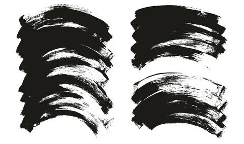 Flat Sponge Thin Artist Brush Curved Background Mix Vector Background Mix Set Illustrazione stock