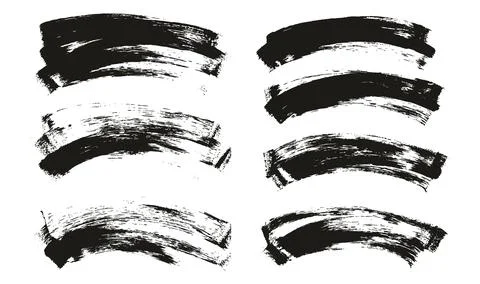 Flat Sponge Thin Artist Brush Curved Background Mix Vector Background Mix Set Stock Illustration