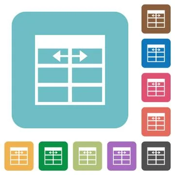 Flat Spreadsheet adjust table column width icons Stock Illustration