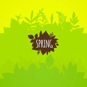 Flat spring background, bright green leaves Stock Illustration