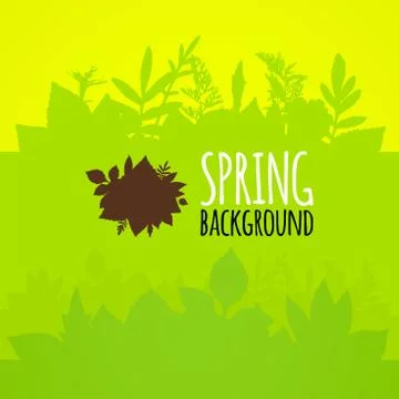 Flat spring background, bright green leaves Stock Illustration