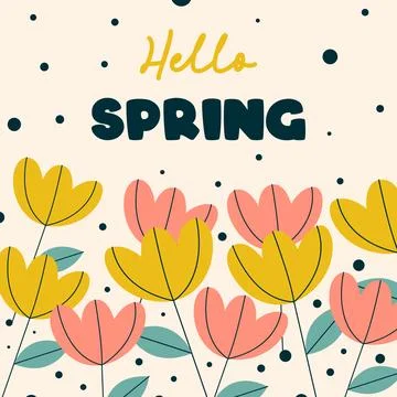 Flat spring celebration greeting card background illustration 스톡 일러스트