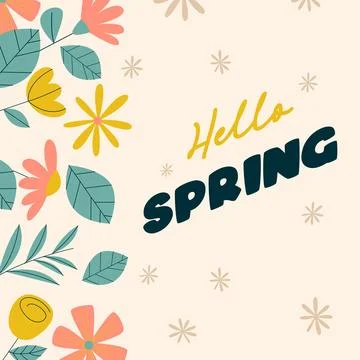 Flat spring celebration greeting card background illustration 스톡 일러스트