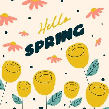 Flat spring celebration greeting card background illustration 스톡 일러스트