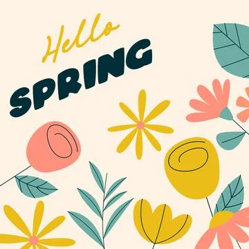 Flat spring celebration greeting card background illustration 스톡 일러스트