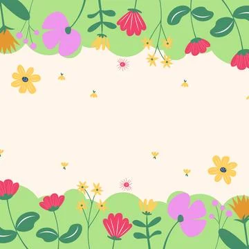 Flat spring flower greeting card background template 库存插图