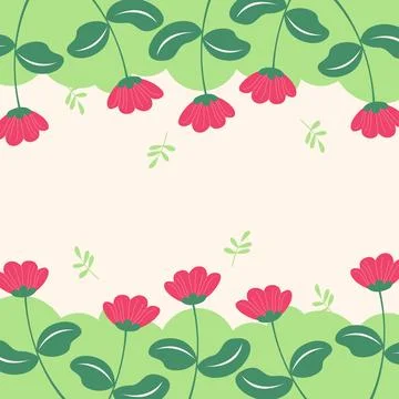 Flat spring flower greeting card background template Stock Illustration