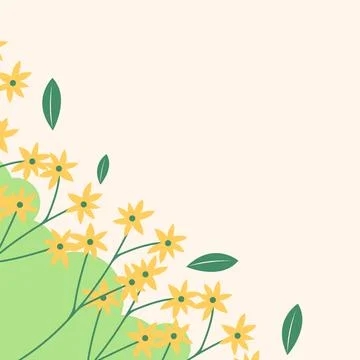 Flat spring flower greeting card background template Stock Illustration