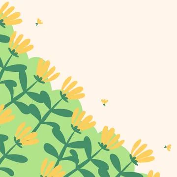 Flat spring flower greeting card background template 스톡 일러스트