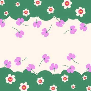 Flat spring flower greeting card background template Stock Illustration