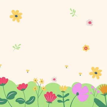 Flat spring flower greeting card background template 스톡 일러스트