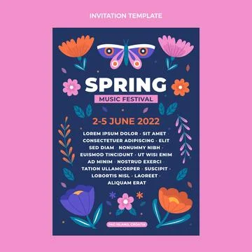 Flat spring invitation template Stock Illustration