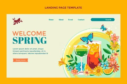 Flat spring landing page template Stock Illustration