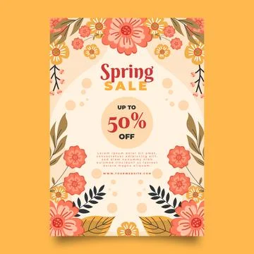 Flat spring vertical poster template Stock Illustration