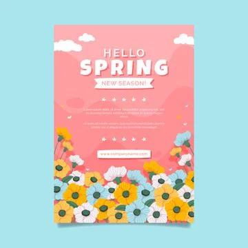 Flat spring vertical poster template Stock Illustration