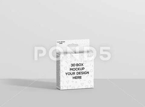 Flat square box hanger frontview PSD Template