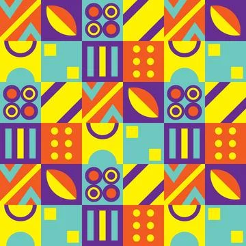 Flat square colorful geometric pattern banner and poster design isolated Stockillustratie