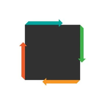Flat square with four arrows for infographic. Template for cycle diagram, gra Stock Illustration