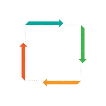 Flat square with four arrows for infographic. Template for cycle diagram, gra Stock Illustration