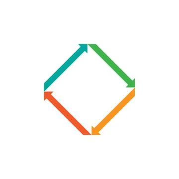 Flat square with four arrows for infographic. Template for cycle diagram, gra Stock Illustration