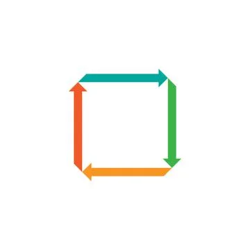 Flat square with four arrows for infographic. Template for cycle diagram, gra Stock Illustration