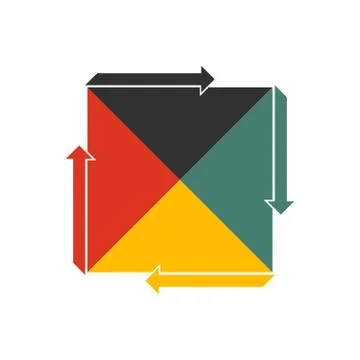 Flat square with four arrows for infographic. Template for cycle diagram, gra Stock Illustration
