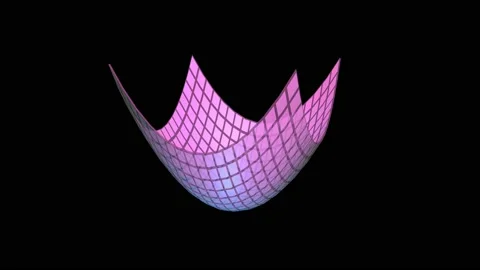 Flat square plane transforming into Elliptic Paraboloid. 3d animation render Stock Footage 140896867