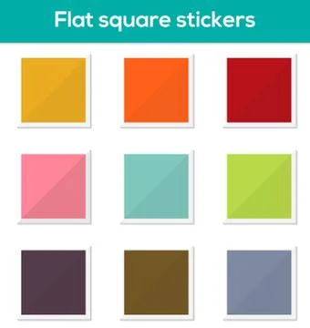 Flat square stickers Stock Illustration