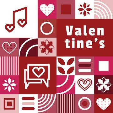 Flat square valentine pattern banner and poster design vector Stock Illustration