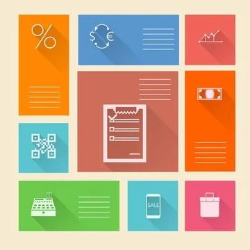 Flat square vector icons for web payment Square colored flat vector icons ... Foto stock