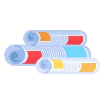 Flat Stack Of Rolled Up Paper Newspapers Icon イラスト素材