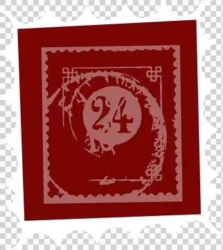 Flat stamp-inspired emblem is showcasing scalloped border and central 24 on Stock Illustration