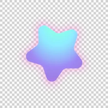 Flat star blob is floating with cyan violet gradient, neon pink outline and 스톡 일러스트