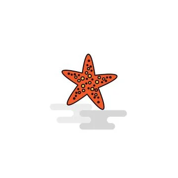 Flat Star fish  Icon. Vector Stock Illustration