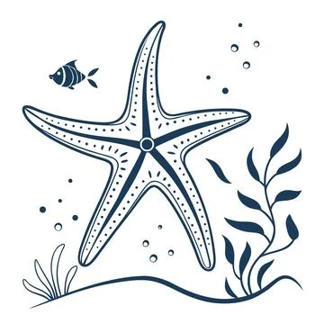 Flat Starfish Beach Vector Design Stock Illustration