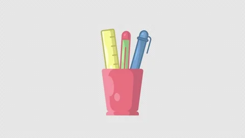 Flat stationery icon animation motion graphic video Stock Footage 296647536