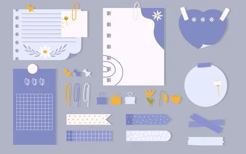 Flat stationery planner page to do list vector set Stock Illustration