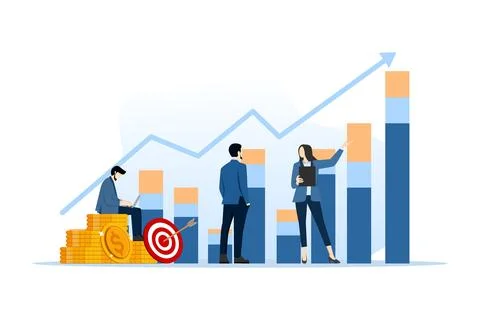 Flat statistics and data analysis concept. business financial investment. Stock Illustration