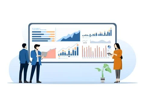 Flat statistics and data analysis concept. business financial investment. Stock Illustration