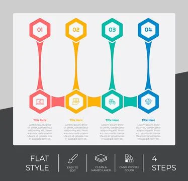 Flat step infographic vector design with 4 steps &amp; colorful style for present Stock Illustration