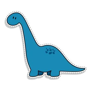 Flat sticker of a blue dinosaur. Vector illustration. Stock Illustration