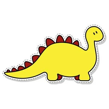Flat sticker of a yellow dinosaur. Vector illustration. Stock Illustration