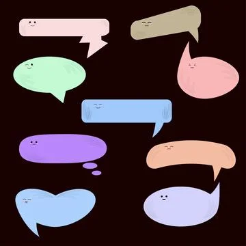 Flat stickers bubbles for messages with emotions Stock Illustration