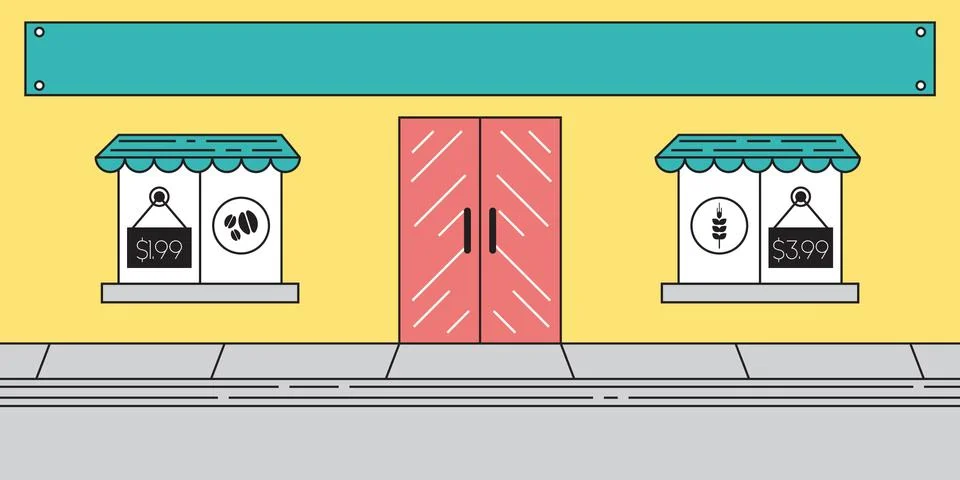 Flat Store Front Window Front Sales Stock Illustration