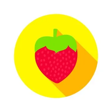 Flat Strawberry Circle Icon Stock Illustration