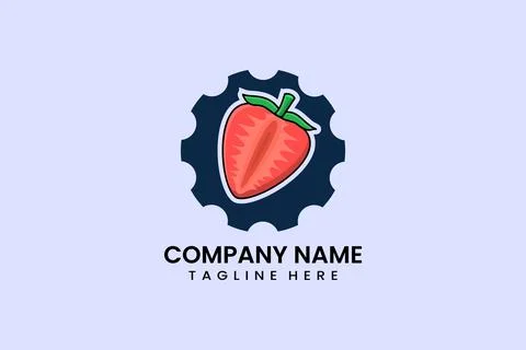 Flat strawberry gear mechanical engineering logo イラスト素材