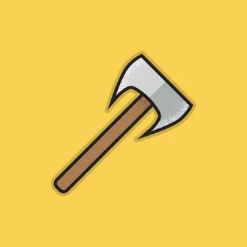 Flat Stroke Axe Icon - Vector Illustration Stock Illustration