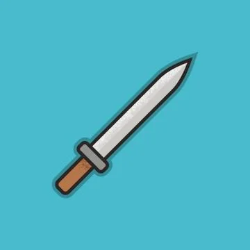 Flat Stroke Dagger Icon - Vector Illustration Stock Illustration