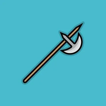 Flat Stroke Halberd Icon Stock Illustration