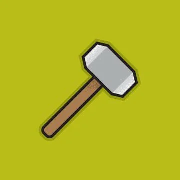 Flat Stroke Hammer Icon - Vector Illustration Stock Illustration